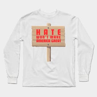 Election 2024 Rally Shirt - 'Hate Won't Make America Great' Message Tee, American Unity Advocate, Political Gift Idea Long Sleeve T-Shirt